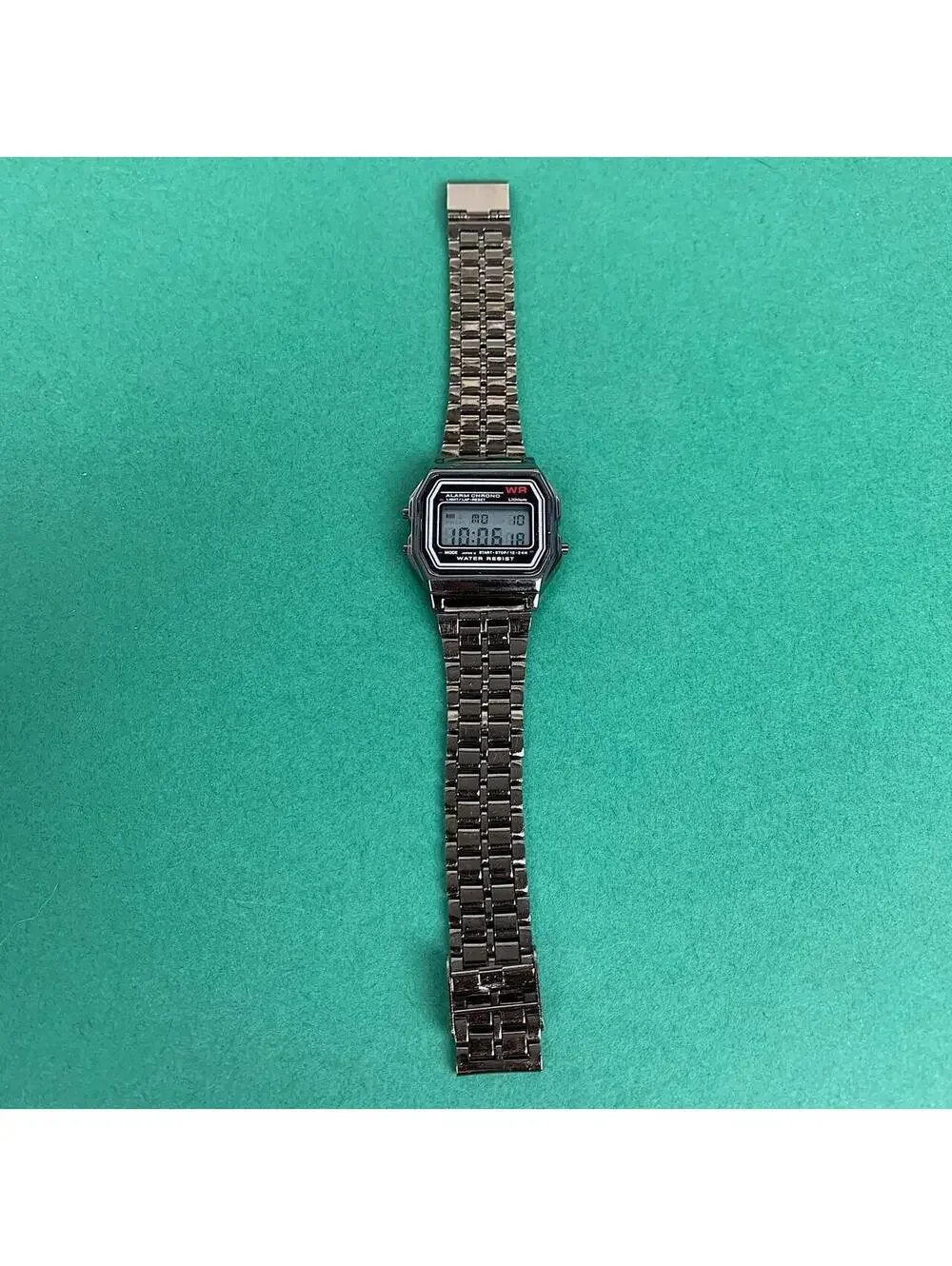 Silver stainless steel digital watch